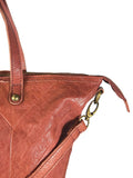 Leather zip top handbag