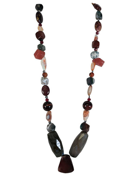 R Multi Stone Necklace (Carnelion, Labradorite, Quartz)