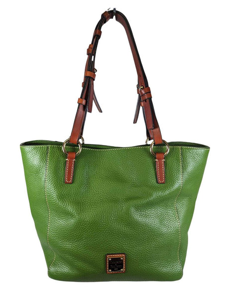 R Pebbled Leather Tote