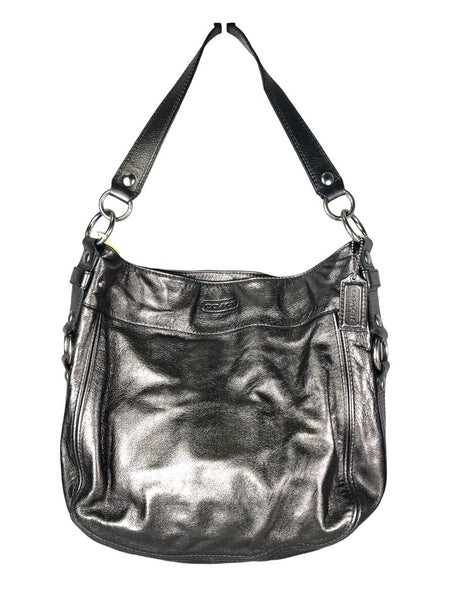 Metallic zip top handbag