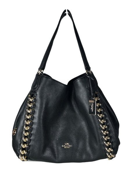 Pebble leather triple entry handbag