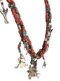 R SS Double Strand Stone Necklace w/ Charms