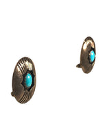 Sterling stone button clip earrings