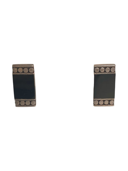 Sterling inlaid stone clip earrings